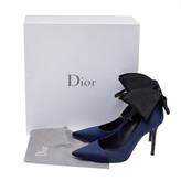 Thumbnail for your product : Christian Dior Navy Blue Satin Bow Ankle Strap Pointed Toe Pumps Size 37.5