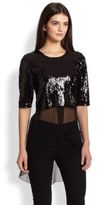 Thumbnail for your product : Sachin + Babi Cece Sheer Chiffon-Underlay Sequined Top