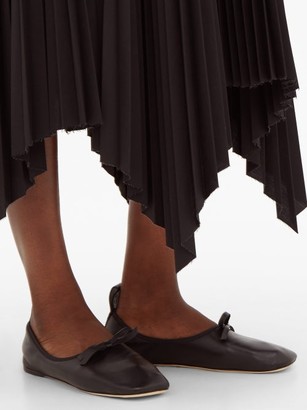 Loewe Square-toe Elasticated Leather Ballet Flats - Black