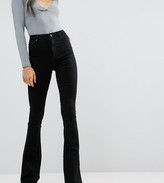 Thumbnail for your product : ASOS Tall DESIGN Tall bell flare jeans in clean black with pressed crease