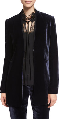 Elie Tahari Antoinette Long High-Sheen Blazer Jacket