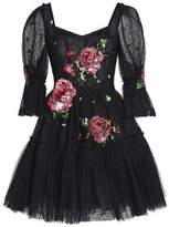 Thumbnail for your product : Dolce & Gabbana Flared Embellished Point D'espirit And Tulle Mini Dress