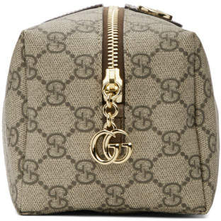 Gucci Beige and Brown Medium GG Ophidia Cosmetic Case
