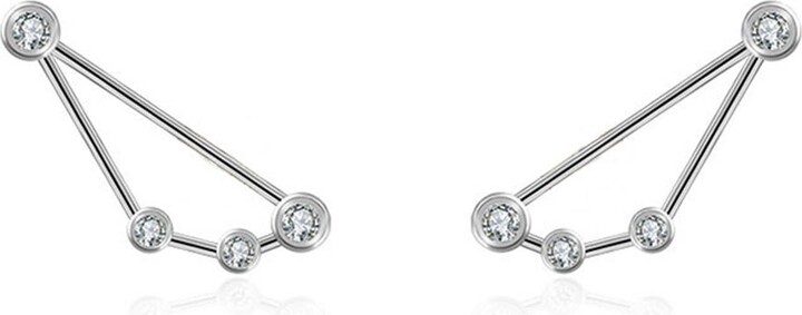 Genevieve Collection Capricorn Zodiac Constellation Earring 18K White Gold & Diamond