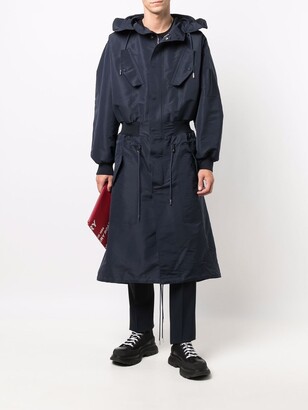 Alexander McQueen Hooded Hybrid Bomber Rain Jacket in Blue for Men Mens Clothing Coats Raincoats and trench coats 