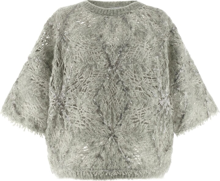 Brunello Cucinelli Sequin Sweater Sweaters And Cardigans Gray