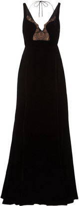 Antonio Berardi Lace-paneled Velvet Gown