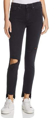 Paige Hoxton Step-Hem Skinny Ankle Jeans in Black Sky Destructed - 100% Exclusive