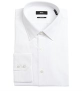 Thumbnail for your product : HUGO BOSS white cotton point collar dress shirt