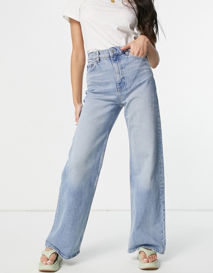 And other stories & Treasure cotton wide leg high rise jeans in fisher blue  - ShopStyle
