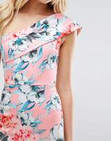 Thumbnail for your product : ASOS Floral Scuba One Shoulder Pephem Midi Dress