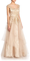 Thumbnail for your product : Teri Jon by Rickie Freeman Embroidered Tulle Gown