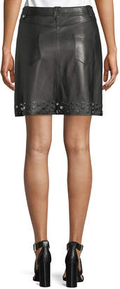 Elie Tahari Zoey Studded-Hem Leather Skirt