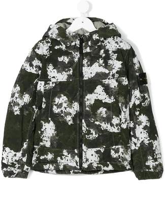 Stone Island Junior patterned hooded jacket