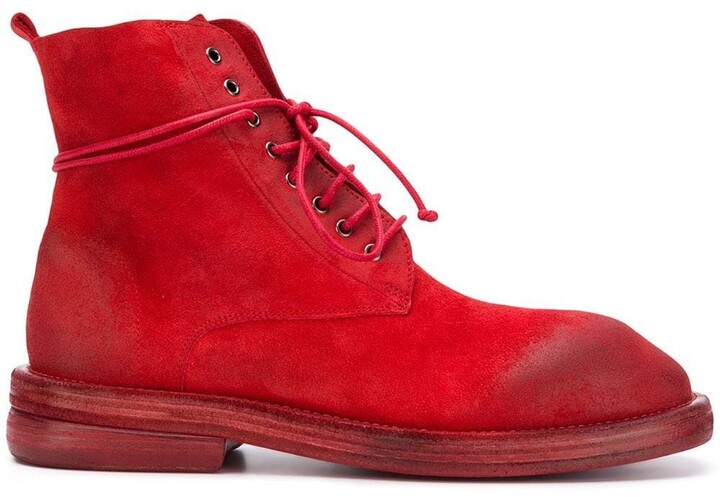 red lace up combat boots