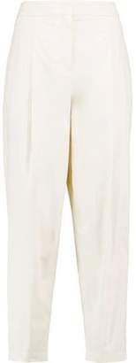 DKNY Cropped Pleated Cotton Straight-Leg Pants