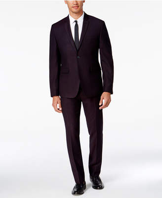 Perry Ellis Portfolio Men's Extra Slim-Fit Dark Burgundy Pindot Suit