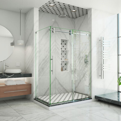 DreamLine Enigma-XO 54" x 76" Single Sliding Frameless Shower Enclosure with Clear Max Technology