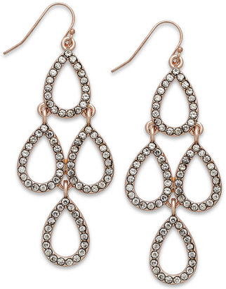 INC International Concepts Rose Gold-Tone Crystal Teardrop Chandelier Earrings