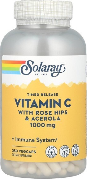 Solaray SolarayTimedReleaseVitaminCwithRoseHips&Acerola,1,000mg,250VegCaps