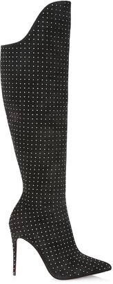 Christian Louboutin Plume Studded Velour Tall Boots - ShopStyle
