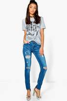 Thumbnail for your product : boohoo Tall Mid Rise Light Ripped Skinny Jean