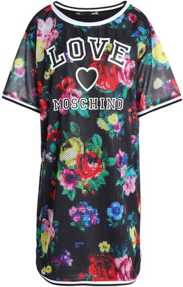 Love Moschino Floral-print Stretch-mesh Mini Dress