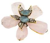 Thumbnail for your product : Iradj Moini Aquamarine, Rose Quartz & Crystal Floral Brooch