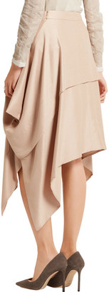 Barbara Casasola Draped Asymmetric Silk-Crepe Skirt