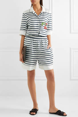 Dolce & Gabbana Appliquéd Striped Silk-twill Shirt - White