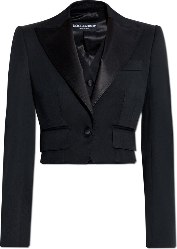 Dolce & Gabbana Cropped Gabardine Tuxedo Jacket