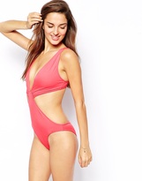 Thumbnail for your product : ASOS Deep Plunge Cut Out Swimsuit