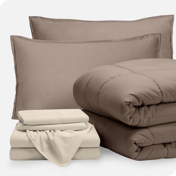 Bare Home Ultra-SoftEasyCareBedinaBagComforterSetbyBareHome-King,Taupe-Sand