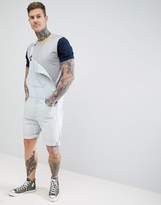 Thumbnail for your product : ASOS Design Denim Short Dungarees In Light Wash Blue