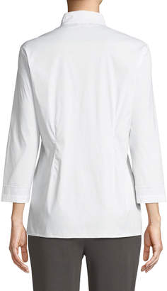 Misook Funnel-Neck Zip-Front Embroidered Blouse, Plus Size