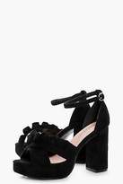 Thumbnail for your product : boohoo Womens Lucie Wide Fit Frill Cross Strap Platform Heels in Black size 7