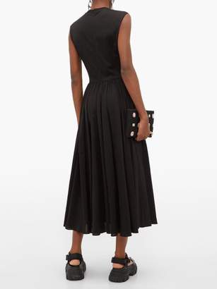 Prada Electric Rose-print Cotton Midi Dress - Womens - Black Print