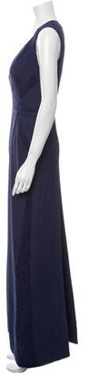 J. Mendel V-Neck Long Dress Blue