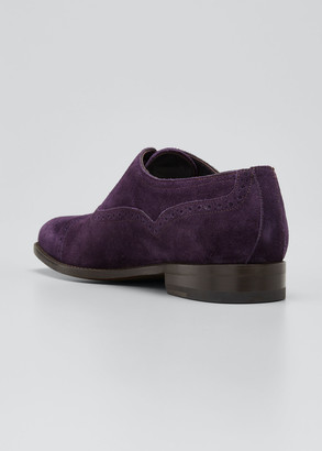 Manolo Blahnik Men's Witney Brogue Suede Oxford Shoes