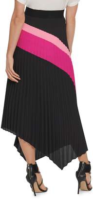 DKNY Pleated Asymmetric Midi Skirt
