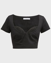 Thumbnail for your product : Area Strass Embellished Cup Crop T-Shirt