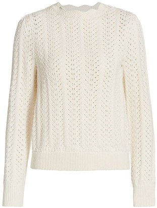 Frame Pointelle Petal Long-Sleeve Sweater