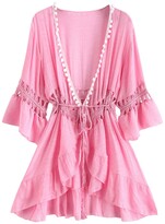 Thumbnail for your product : VZeaqun Bikini Smock Women Swimsuit Dress Beachwear Cover Ups Tops Loose V-Neck Casual Dress for Girls Women Bathing Cover Up - pink - One Size