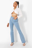 Thumbnail for your product : boohoo High Waist Stretch Denim Flared Jean