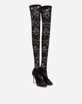 Thumbnail for your product : Dolce & Gabbana Stretch lace and gros-grain boots
