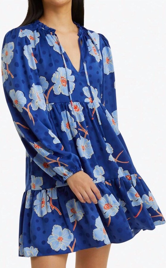 Draper James Connie Long Sleeve Mini Dress In Poppy Dot Jacquard