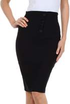 Thumbnail for your product : Sakkas IMHighButtonI-9415 Petite High Waist Stretch Pencil Skirt with Four Button Detail - /L