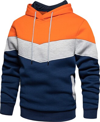 Cardith Men's Gym Hoodie Color Block Stitching Long Sleeve Sports Workout  Running Hooded Sweatshirt With Zipper Pocket - ShopStyle