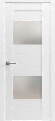 VDomDoors Solid French Pre-Hung Door Opaque Glass 2 Lites / Sete 6222 / Single Regular Panel Frame Handle / Bathroom Bedroom Modern Doors