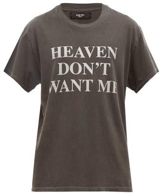 Amiri Heaven And Hell Cotton-jersey T-shirt - Mens - Black